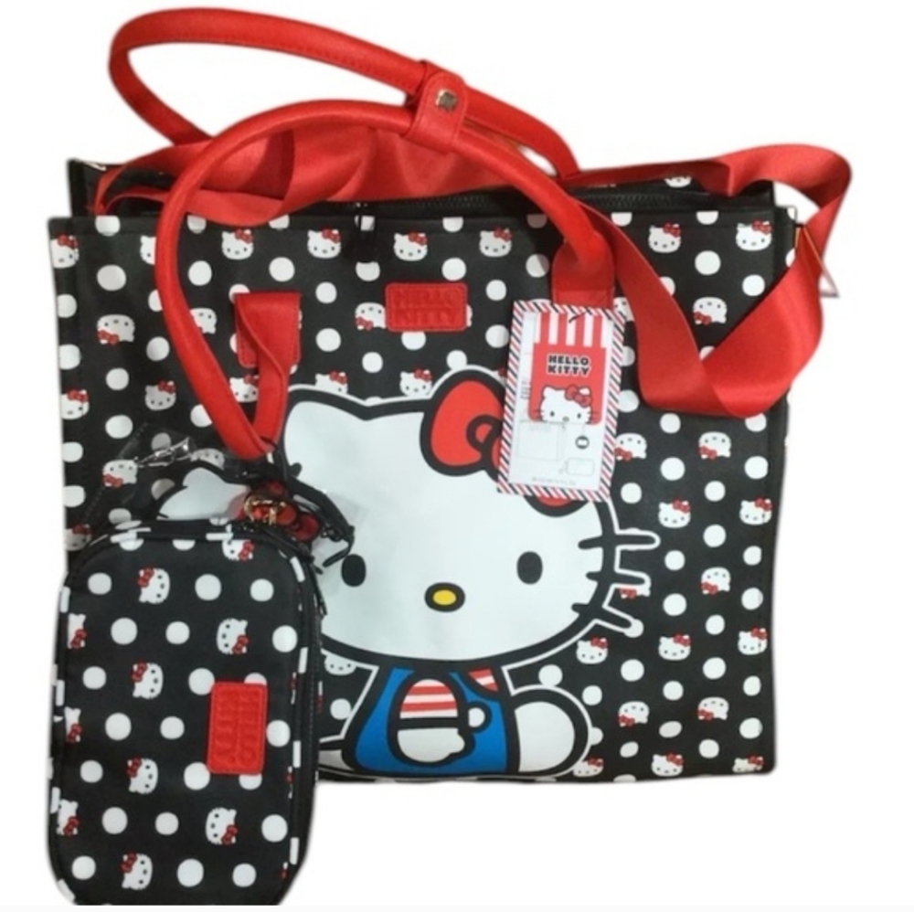 Hello Kitty Sanrio Travel Tote Crossbody Bag Luggage Tag 3 Piece Set NWT